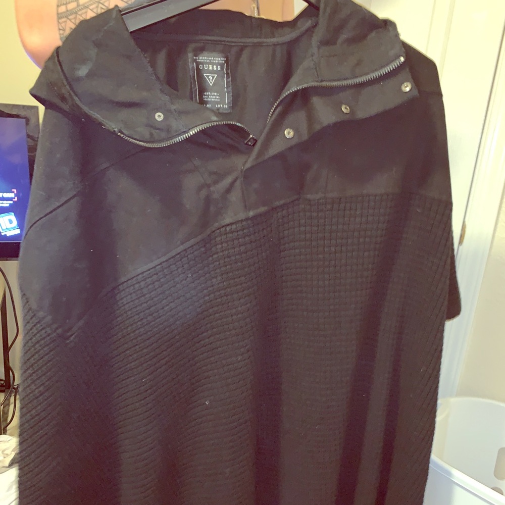 Long black runway hoodie cape